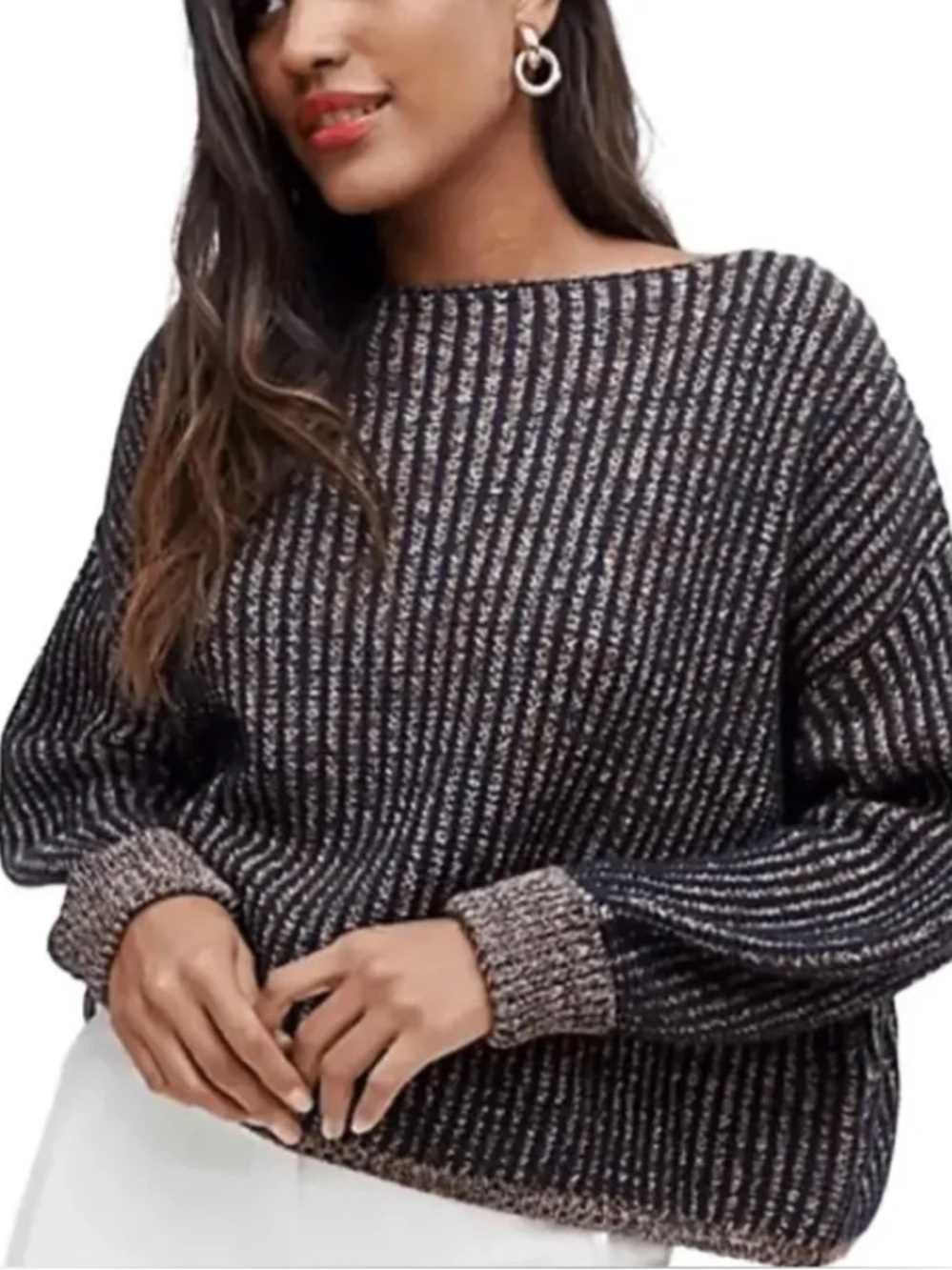 French Connection Cozy Ribbed Boatneck Sweater Women’s Size Small